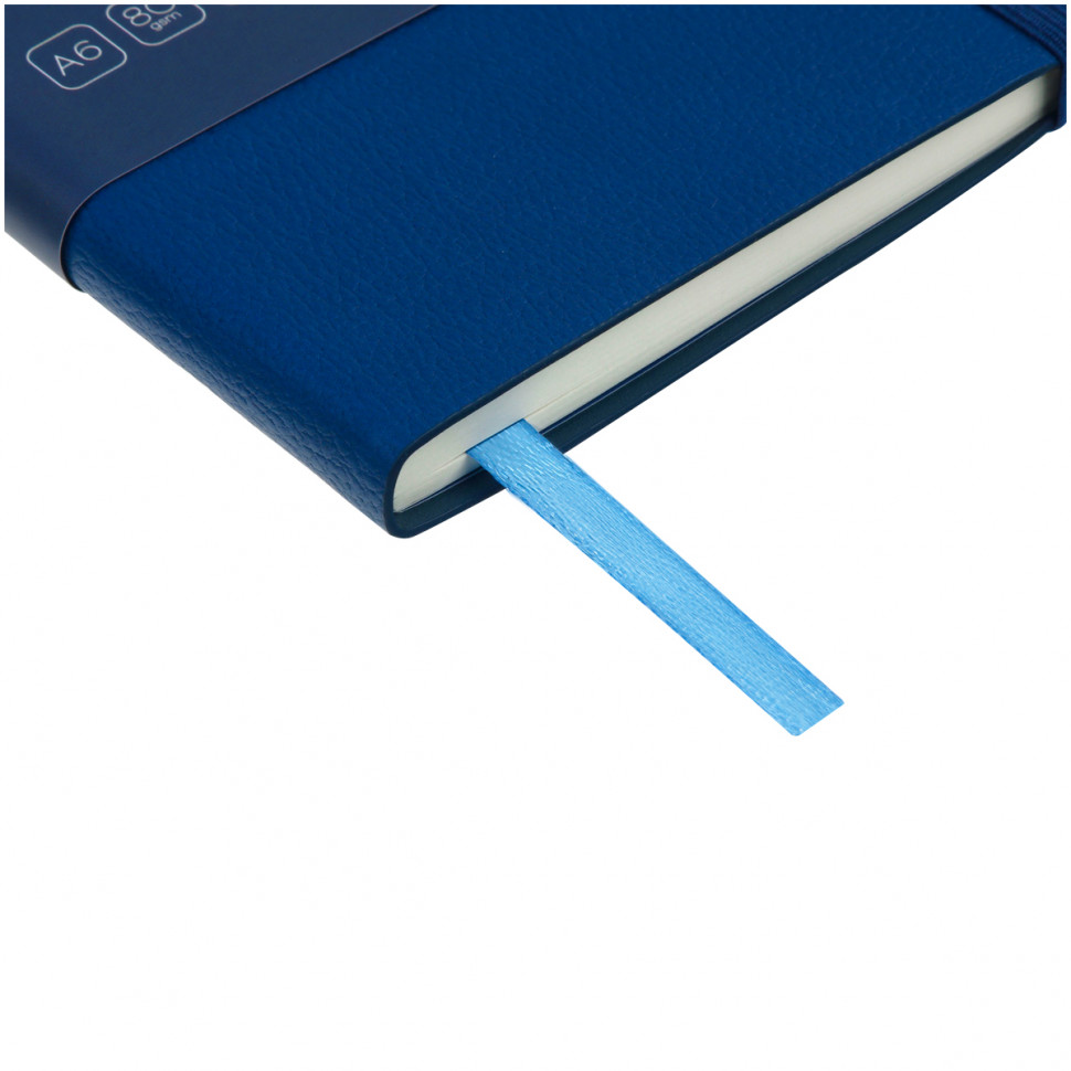 Записная книжка Greenwich Line Classic Blue А6 80 листов, кожзам, с резинкой, фактурное тиснение, блок в клетку