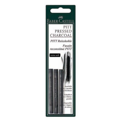 Пресованный уголь Faber-Castell PITT® MONOCHROME, экстра-Soft (экстра-Мягкий), уп. 3 шт., FC129996