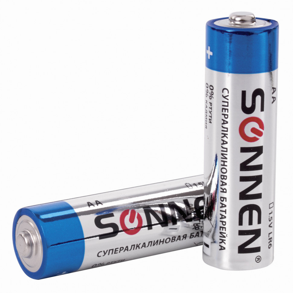 Батарейки SONNEN Super Alkaline АА (LR06,15А) алкалиновые пальчиковые, уп. 100 штук, 454231