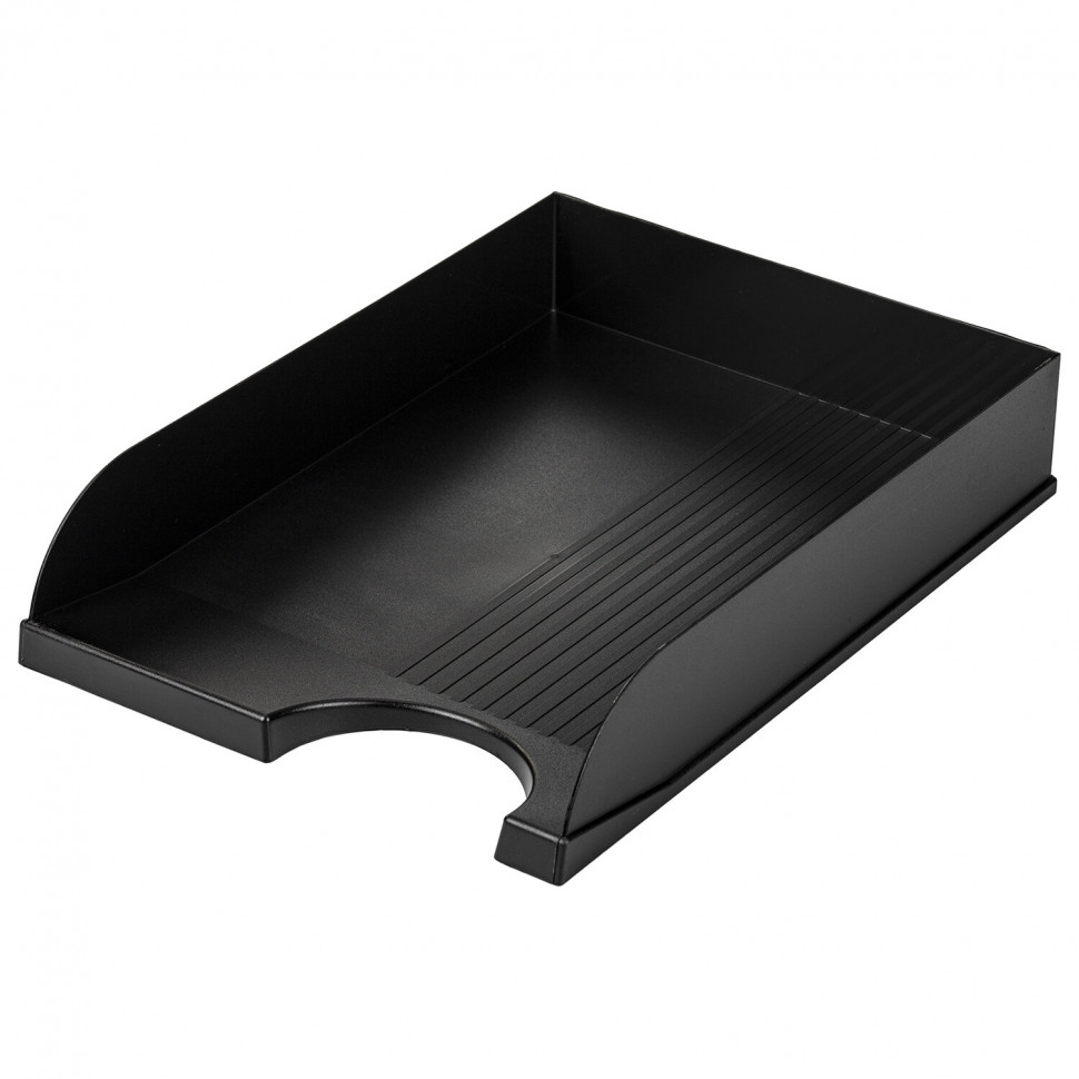 Лоток горизонтальный для бумаг BRAUBERG Standard, размер 350 х 253 х 65 мм, черный, 237947