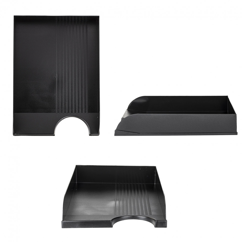 Лоток горизонтальный для бумаг BRAUBERG Standard, размер 350 х 253 х 65 мм, черный, 237947