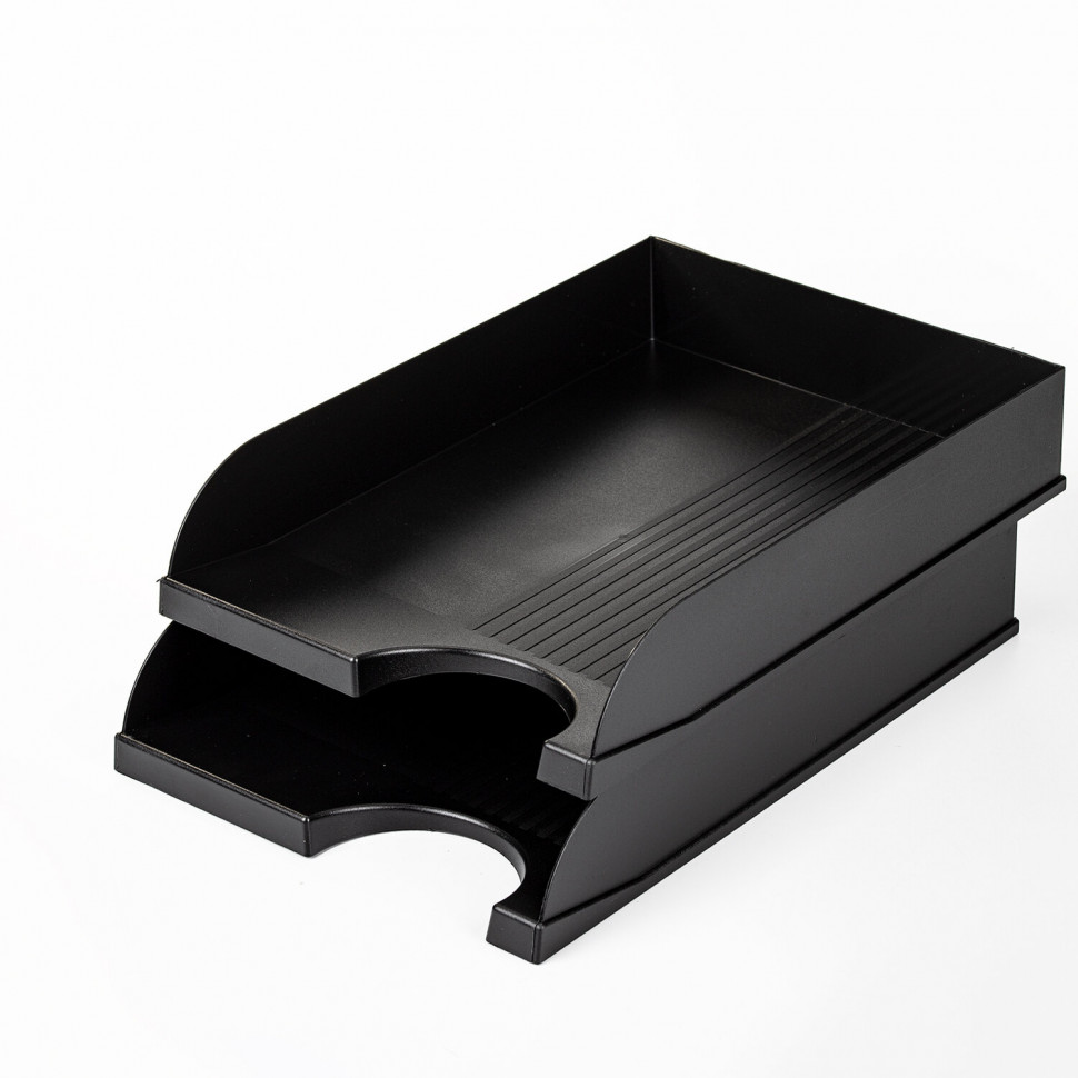 Лоток горизонтальный для бумаг BRAUBERG Standard, размер 350 х 253 х 65 мм, черный, 237947