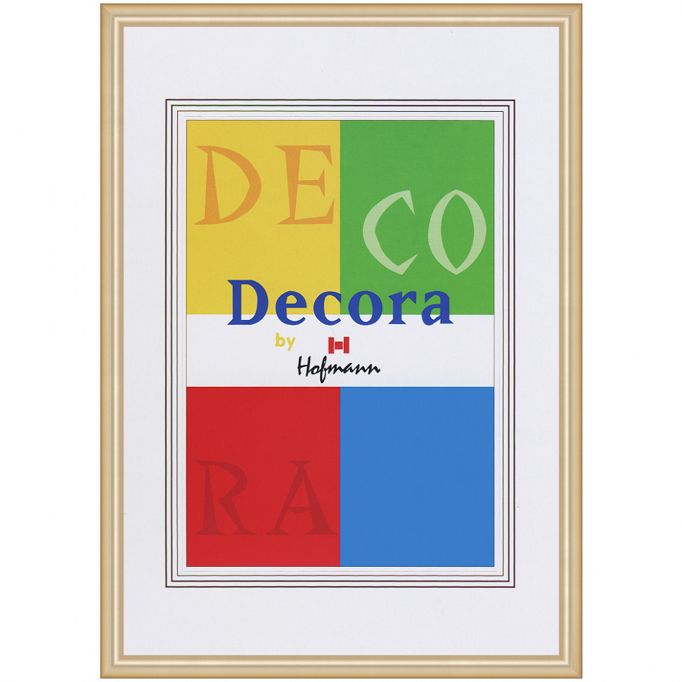 Рамка Hofmann Decora, размер 24 x 30 см, багет 9 мм пластик, со стеклом, с паспарту, цвет "золото", Hofmann 45-O