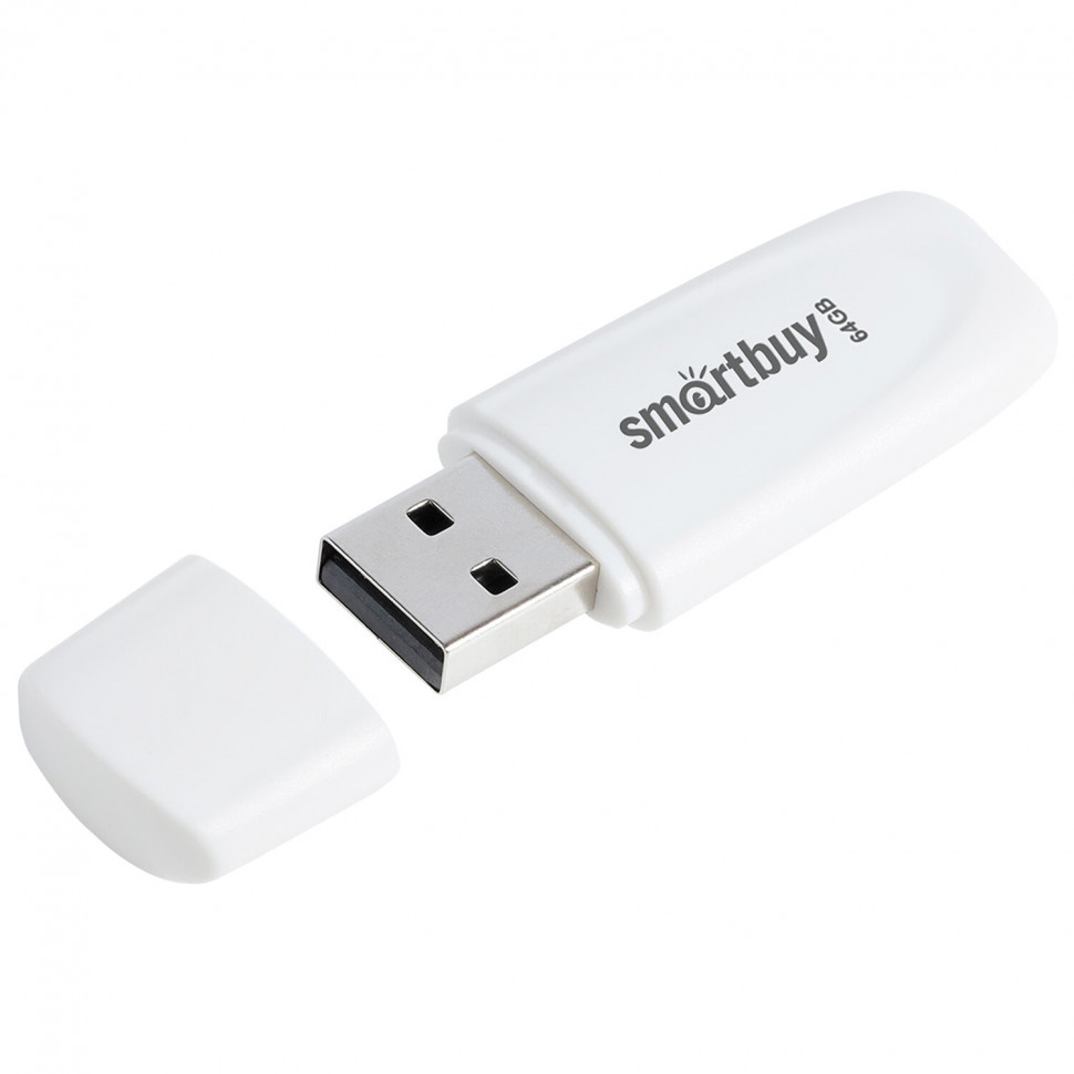 USB накопитель 64 GB SMARTBUY Scout USB 2.0, белый, SB064GB2SCW