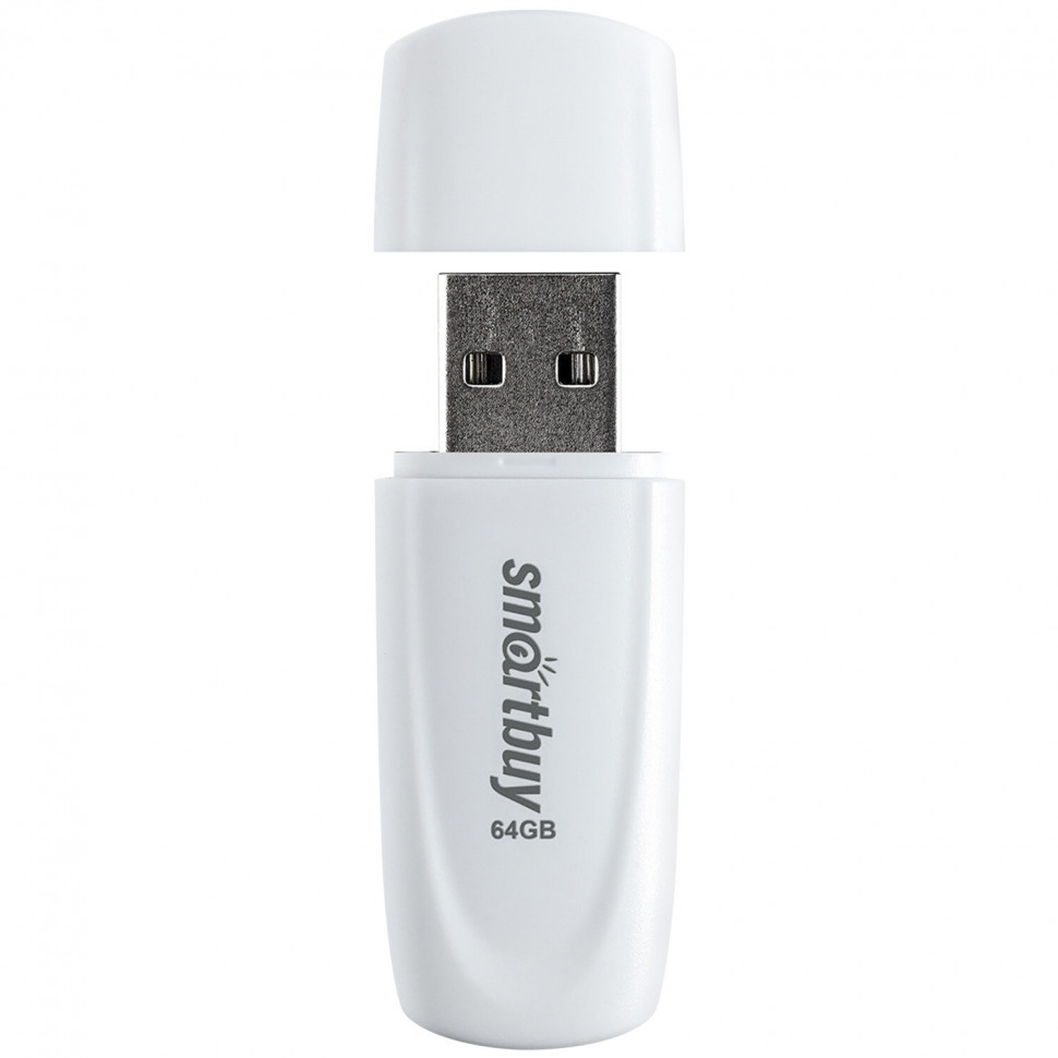 USB накопитель 64 GB SMARTBUY Scout USB 2.0, белый, SB064GB2SCW