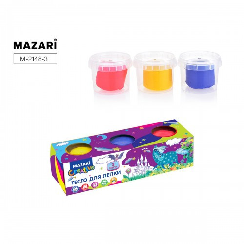 Тесто для лепки Mazari, 3 цвета, уп. 270 г, Mazari M-2148-3