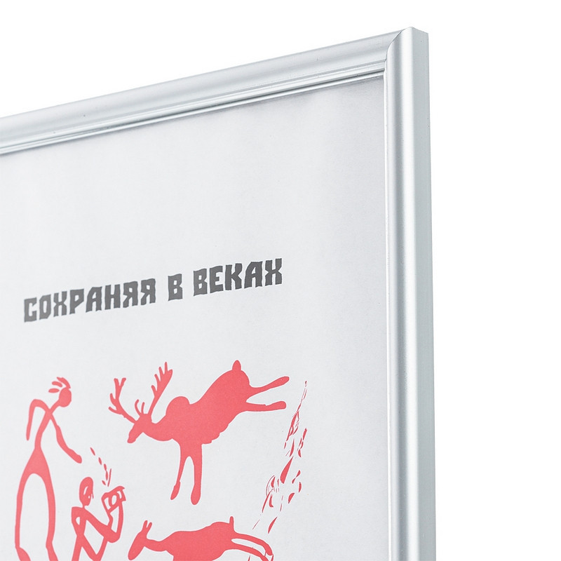 Рамка 21 x 30 см (A4), багет 14 мм пластик, со стеклом, цвет "серебро", багет № 591