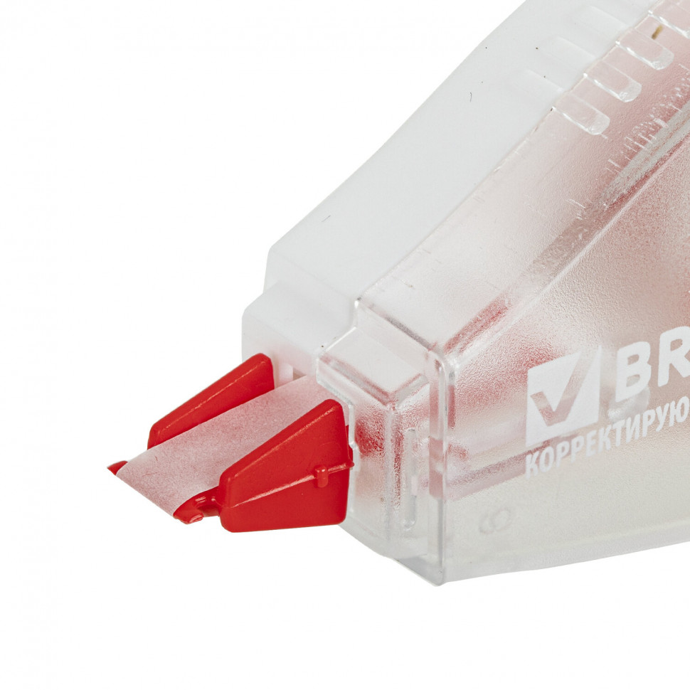 Корректирующая лента BRAUBERG 5 мм х 6 м, корпус красный, с механизмом перемотки (подкручиванием), 226809