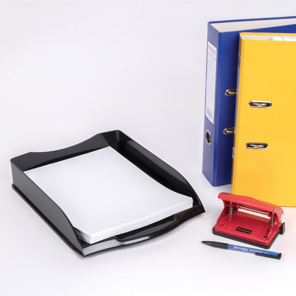 Лоток горизонтальный Mazari LIGHT/Attache Office/Buro Премиум, формат A4 (размер 340 х 250 х 60 мм), полистирол, цвет черный