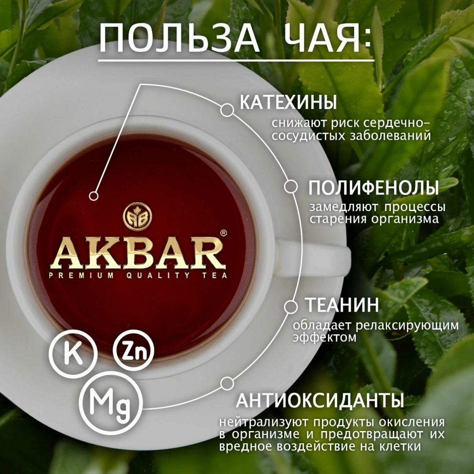 Чай зеленый с жасмином Akbar, уп. 100 пакетиков