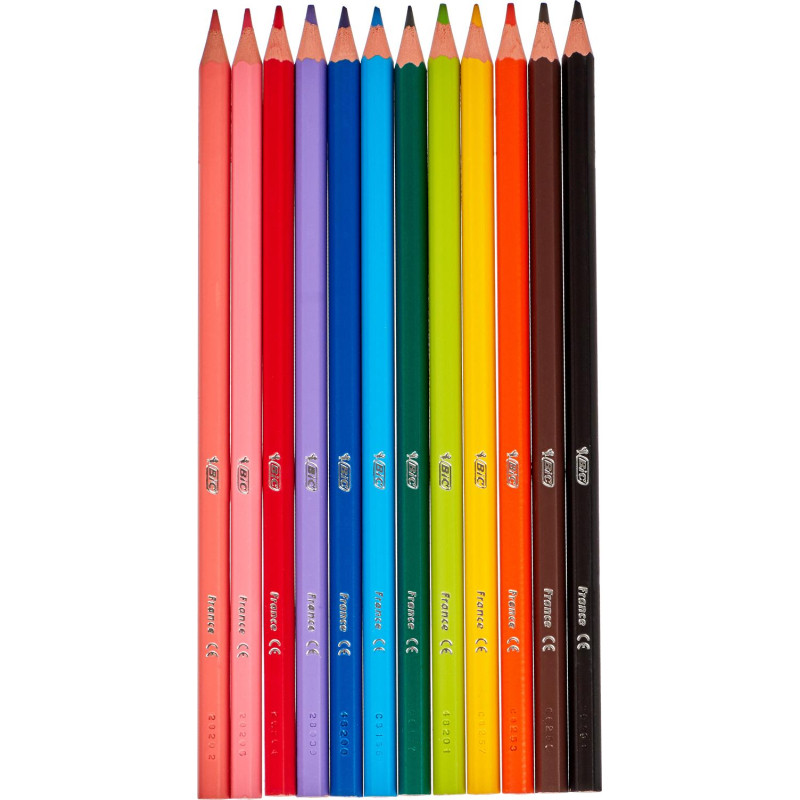 Карандаши цветные BIC Tropicolors, 12 цветов, заточенные, диаметр грифеля 3 мм, BIC 832566