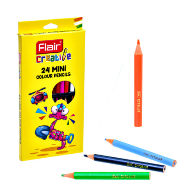 Карандаши цветные Flair Creative мини, 24 цвета, трехгранный корпус