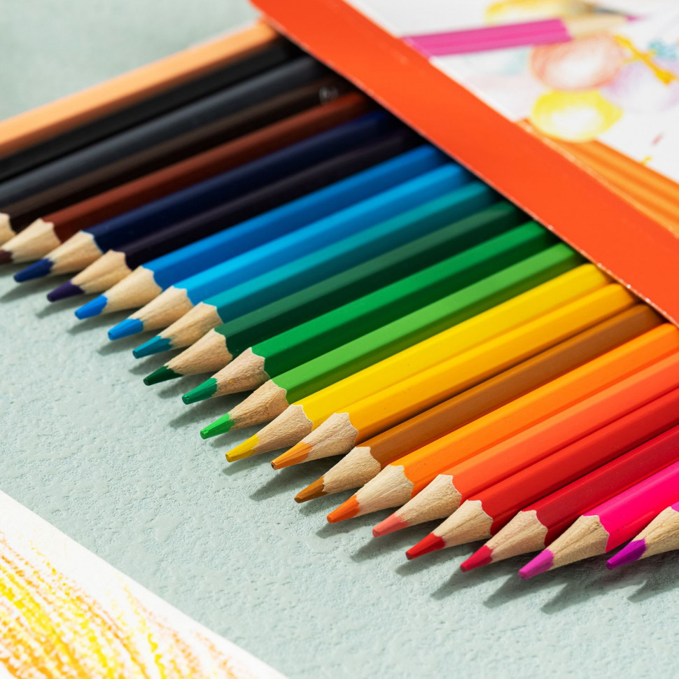 Карандаши цветные деревянные Deli ColoRun, толщина грифеля 3.0 мм, набор 12 цветов, Deli EC130-12
