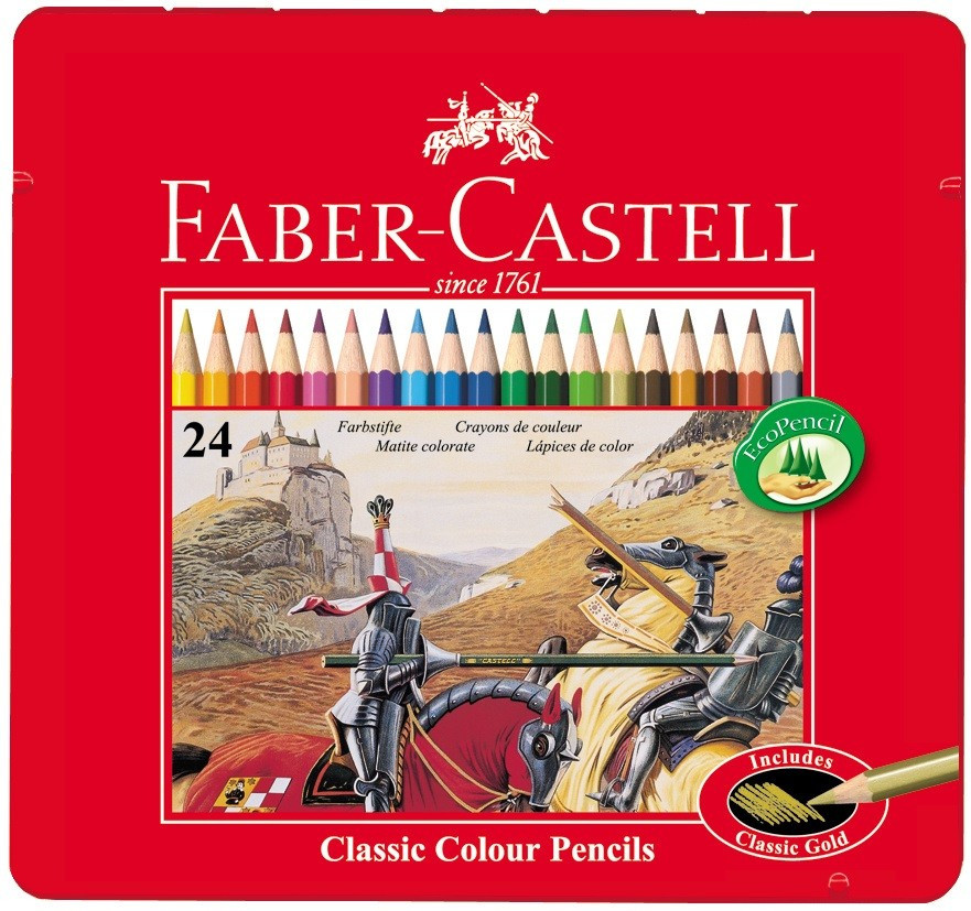 Цветные карандаши Faber-Castell РЫЦАРИ 24 цвета в металлической коробке, FС115845 