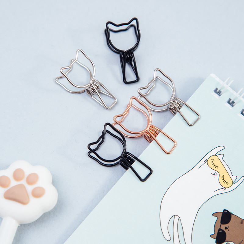 Зажимы для бумаг 33 мм Meshu "Cute Cats", набор 6 штук