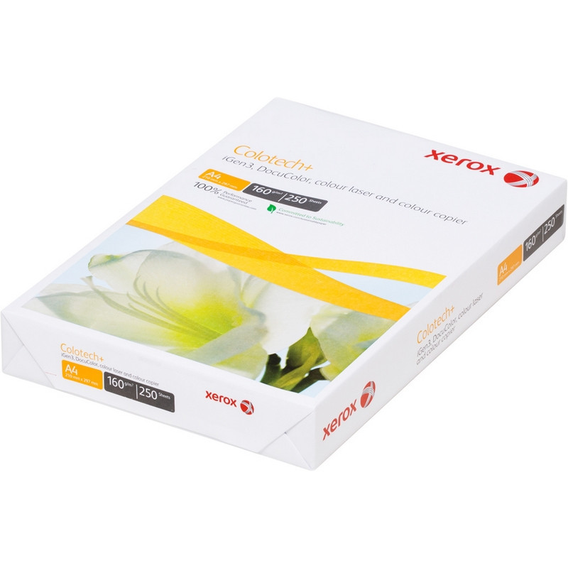 Бумага XEROX COLOTECH PLUS А4 160 г/м2 для полноцветной лазерной печати, А++, 170% (CIE), пачка 250 листов, 003R98852