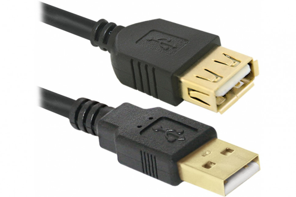 Кабель Defender USB2.0 AM-AF (удлинительный), золотые контакты, 2 ферритовых фильтра  (PROFESSIONAL SERIES), длина 1.8 м, Defender 87429