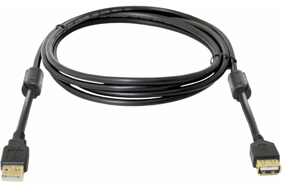 Кабель Defender USB2.0 AM-AF (удлинительный), золотые контакты, 2 ферритовых фильтра  (PROFESSIONAL SERIES), длина 1.8 м, Defender 87429