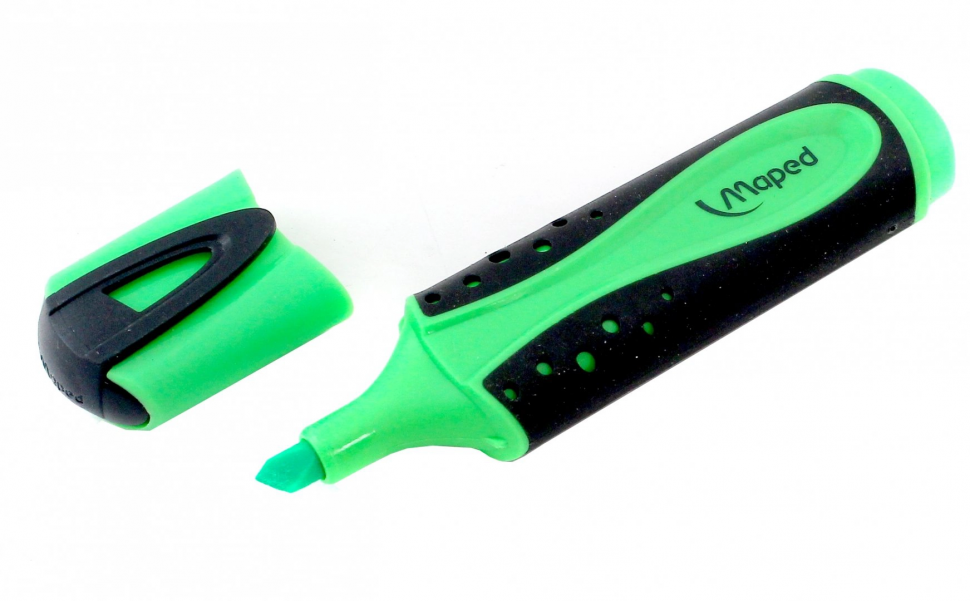 Текстовыделитель Maped FLUO PEP'S SOFT, скошенный пишущий узел, толщина линии 1 - 5 мм, длина письма 280 м, цвет чернил зеленый, Maped 742633