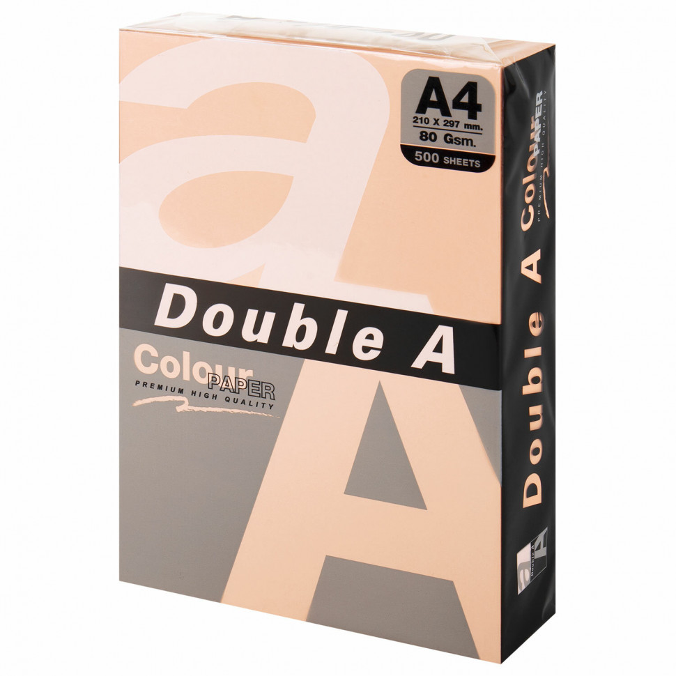 Бумага цветная DOUBLE A А4 80 г/м2, пастель, светло-оранжевая, пачка 500 листов