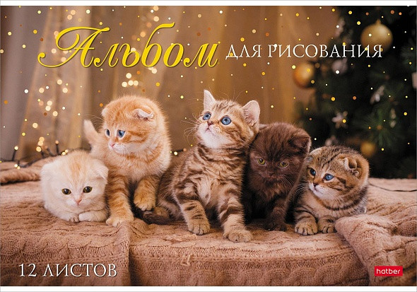 АЛЬБОМ для рисования 12 листов А4 на скобе "Мы любим котиков"