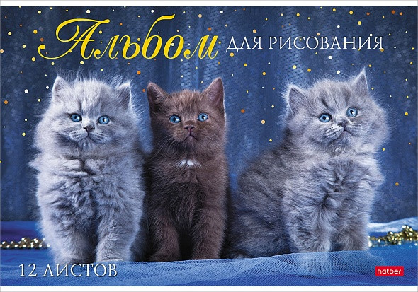АЛЬБОМ для рисования 12 листов А4 на скобе "Мы любим котиков"
