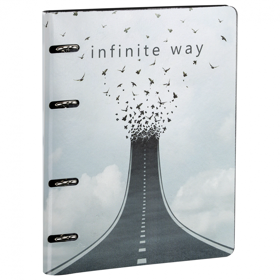 Тетрадь на кольцах А5 (180 х 220 мм), 80 листов, под кожу, клетка, BRAUBERG VISTA, Infinite way, 112132