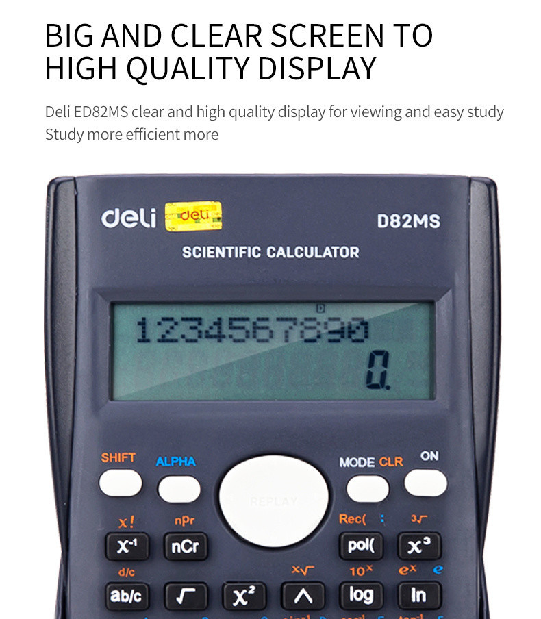 Калькулятор научный Deli ED82MS двустрочный, разрядность 10+2, 240 функций, питание от батареи, цвет темно-синий