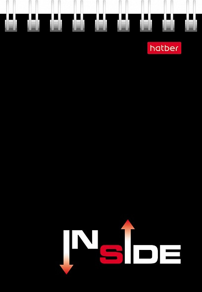 Блокнот 40 листов А7 на гребне, линовка клетка, обложка мелованный картон, "INSIDE"