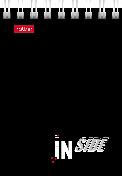 Блокнот 40 листов А7 на гребне, линовка клетка, обложка мелованный картон, "INSIDE"