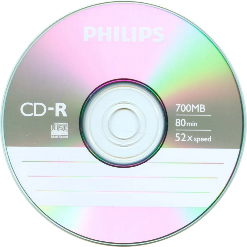 Диск CD-R PHILIPS, 700 Мб, 52x, Slim Case (1 штука), CR7D5SF01/97