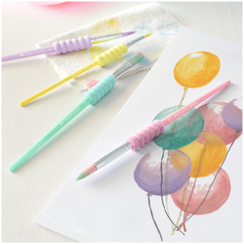 Набор кистей Faber-Castell, 4 шт: круглые № 12, 4, 8, плоская № 10, Faber-Castell FC481620
