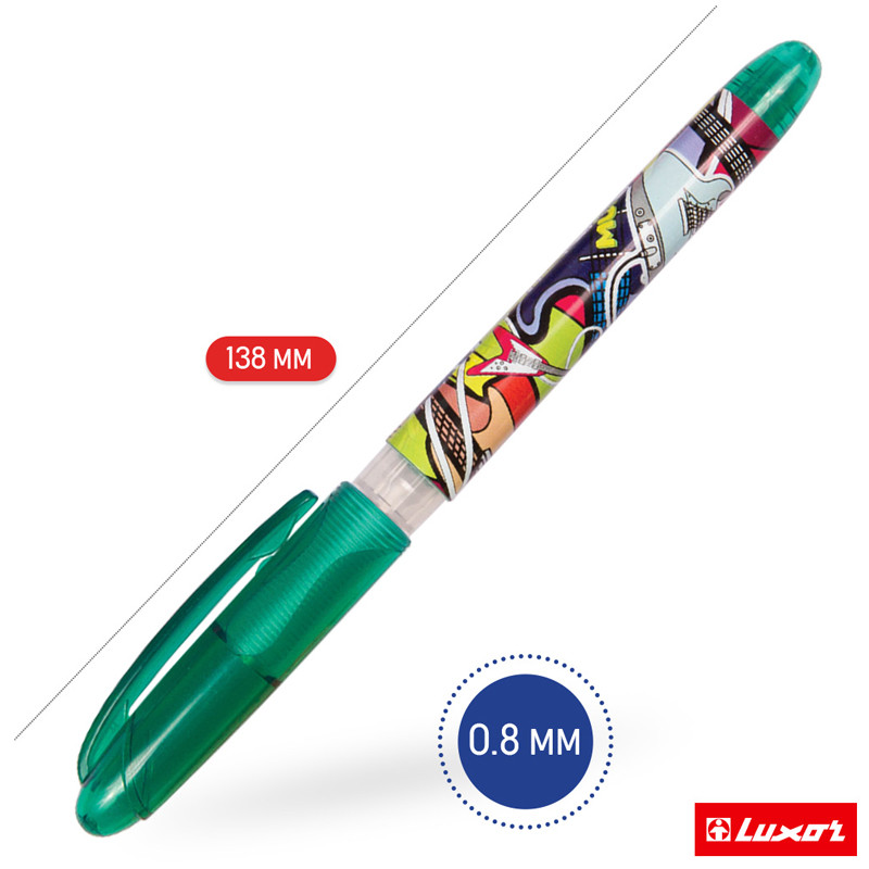 Ручка перьевая Luxor Ink Glide с картриджем, линия письма 0.8 мм, цвет чернил синий