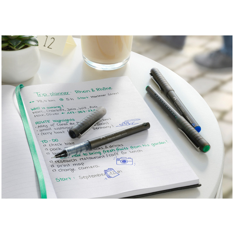 Ручка-роллер Faber-Castell Free Ink Needle, пишущий узел 0,5 мм, цвет чернил синий, Faber-Castell FC348601
