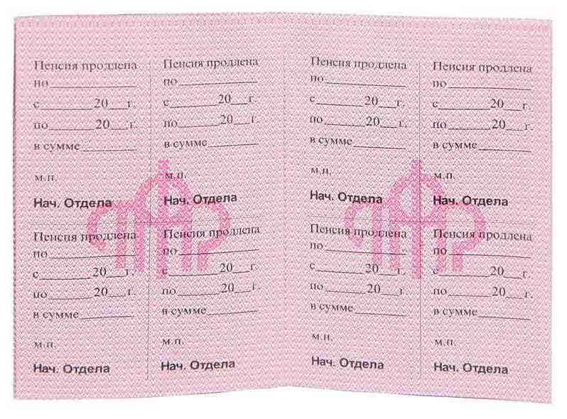 Бланк документа Пенсионное удостоверение