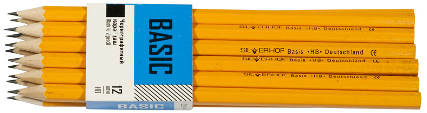 Карандаш чернографитный Silwerhof BASIC шестигранный, натуральная древесина, твердость HB (ТМ), 125035-03