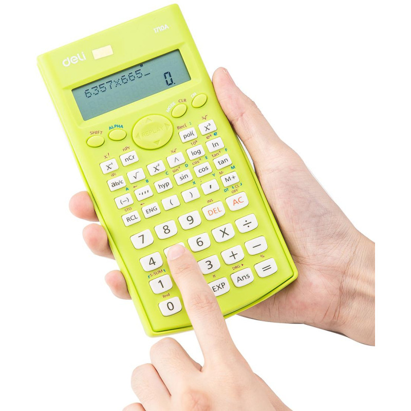 Калькулятор научный Deli E1710A, 240 функций, 12 разрядов, LCD дисплей ,питание от батарейки, цвет зеленый, одобрен для ЕГЭ