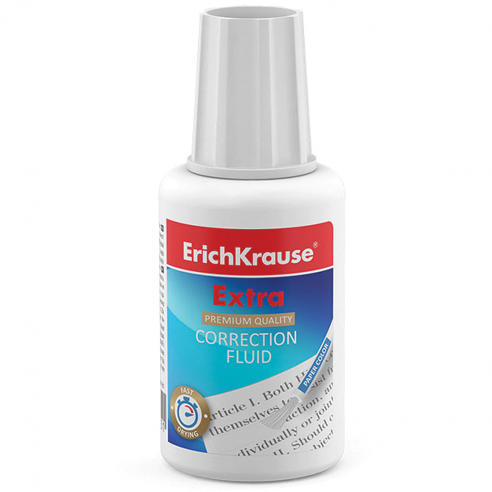 Жидкость корректирующая Erich Krause Extra 20 г с кисточкой на растворителе, EK5