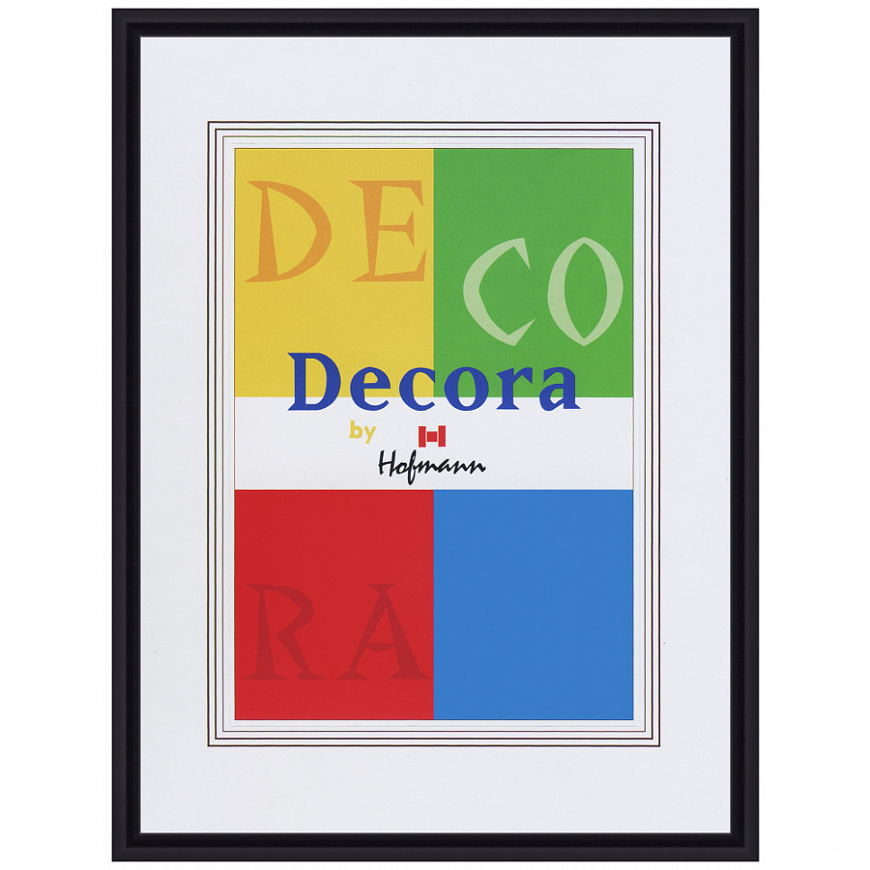 Рамка Hofmann Decora 40 x 50 см, багет 9 мм пластик, со стеклом, паспарту 28 х 35 см, цвет черный, Hofmann 45-N