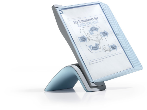 Демосистема настольная антибактериальная Durable Sherpa Bact-o-clean Table с 10 демопанелями А4, цвет демопанелей голубой