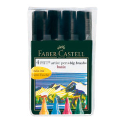 Капиллярные ручки FABER-CASTELL PITT® ARTIST PEN BIG BRUSH, основной, в футляре, 4 шт. FC167121