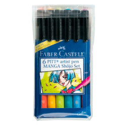 Капиллярные ручки FABER-CASTELL MANGA, набор цветов, в футляре, 6 шт. FC167130