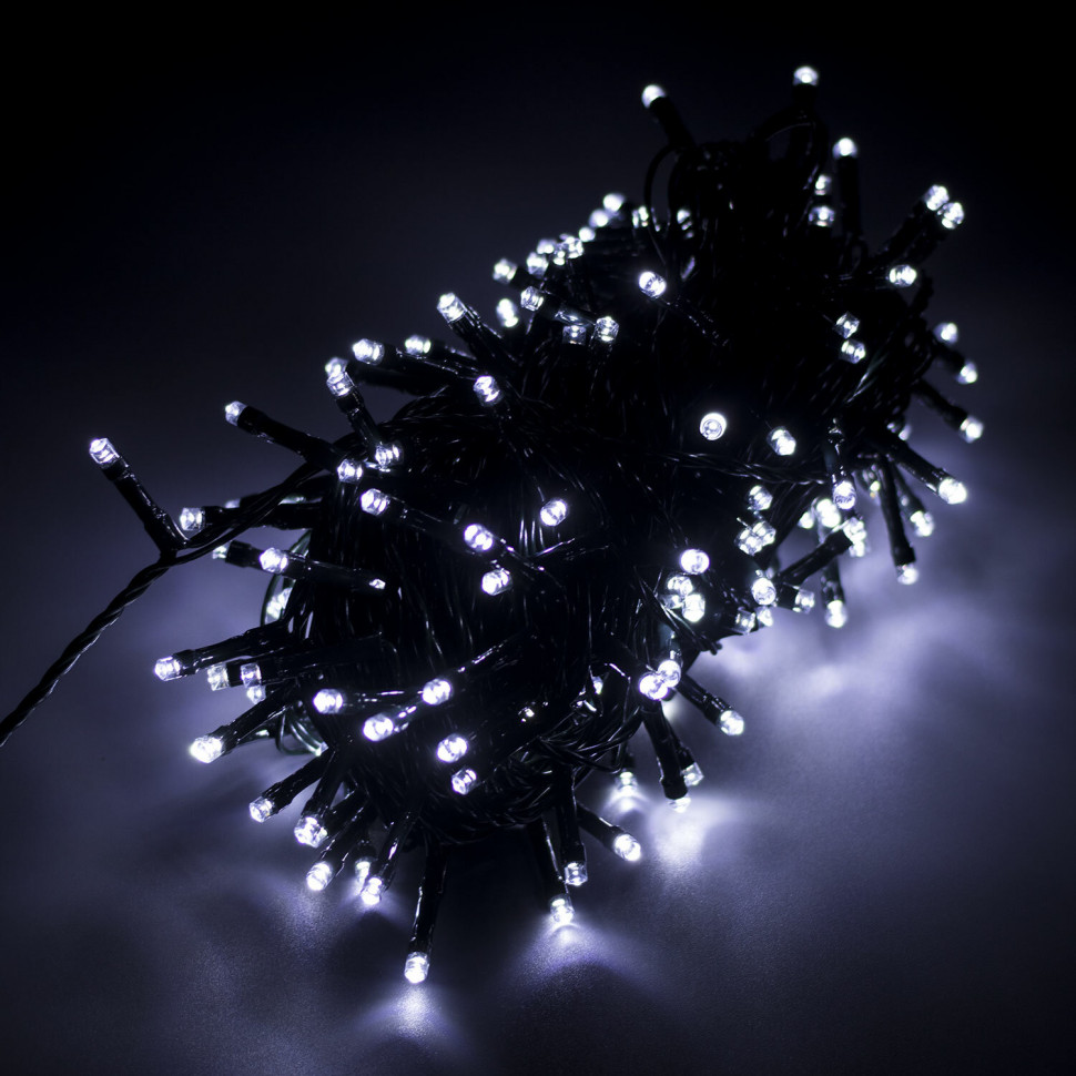Электрогирлянда уличная ЗОЛОТАЯ СКАЗКА "Нить", 200 LED-светодиодов, длина 20 м, свет холодный белый, контроллер, 591293