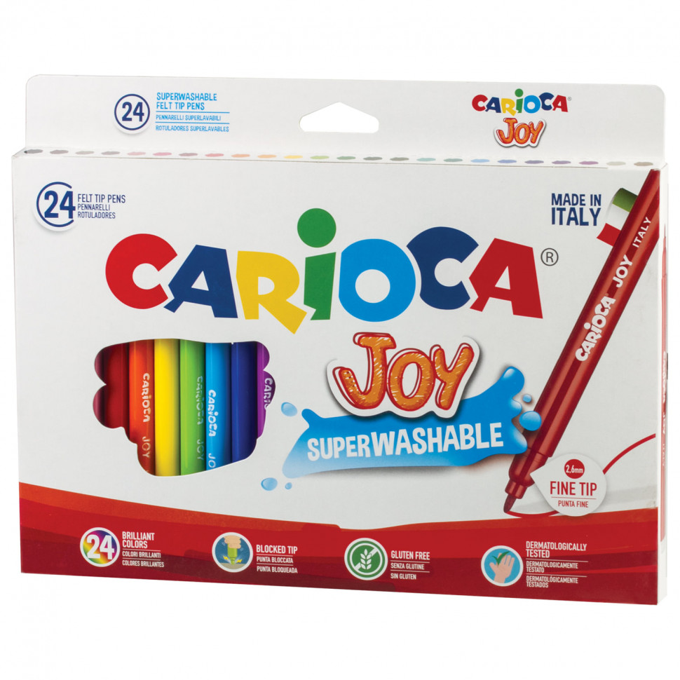 Фломастеры CARIOCA Joy, 24 цвета, суперсмываемые, вентилируемый колпачок, 40615