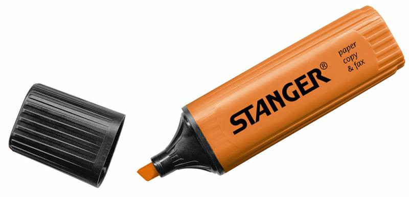 Маркер текстовой STANGER 180002000, скошенный пишущий узел 1-5 мм, чернила на водной основе, цвет чернил оранжевый