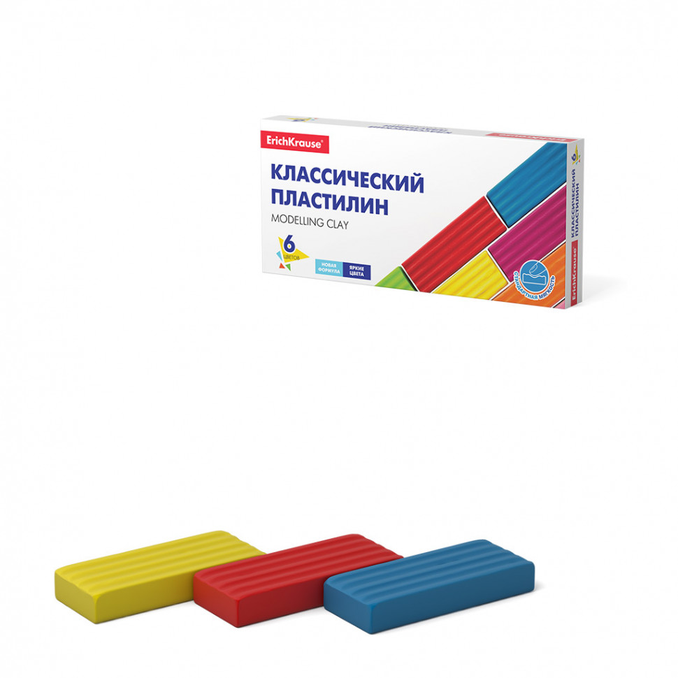Классический пластилин ErichKrause® Basic, 6 цветов, 96 г, EK50557