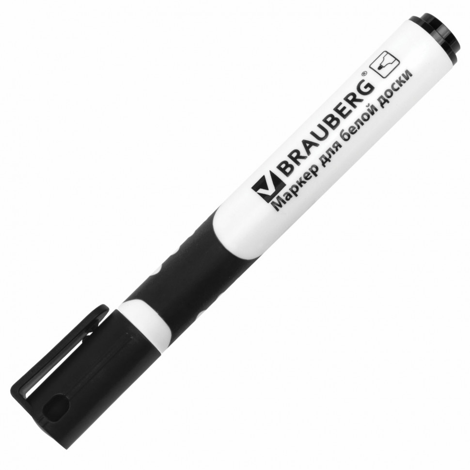 Маркер для доски BRAUBERG SOFT, резиновая вставка, круглый пишущий узел 5 мм, чернила на водной основе, цвет чернил черный, 151248