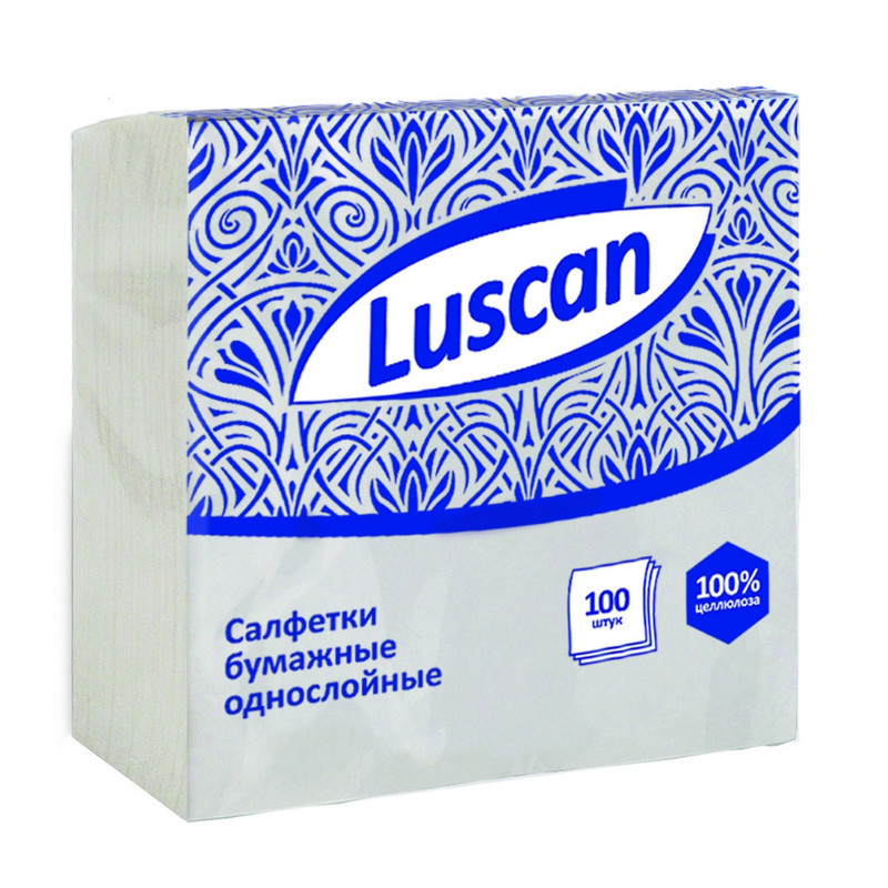 Салфетки бумажные, размер 24 х 24 см, ЛАЙМА/OfficeClean/Luscan, белые, 100% целлюлоза, уп. 100 штук