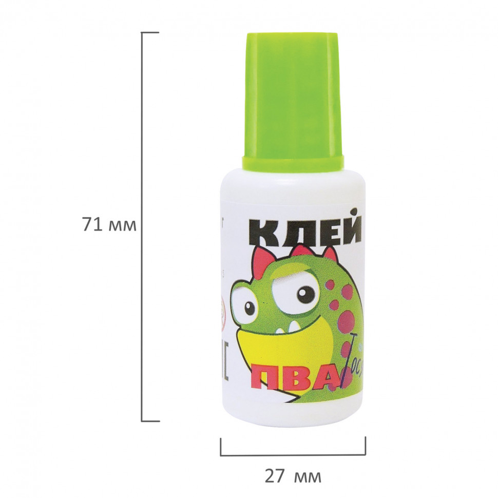 Клей ПВА Гамма "Тося, Бося, Зося", 20 г, с кисточкой, Гамма 330012Н