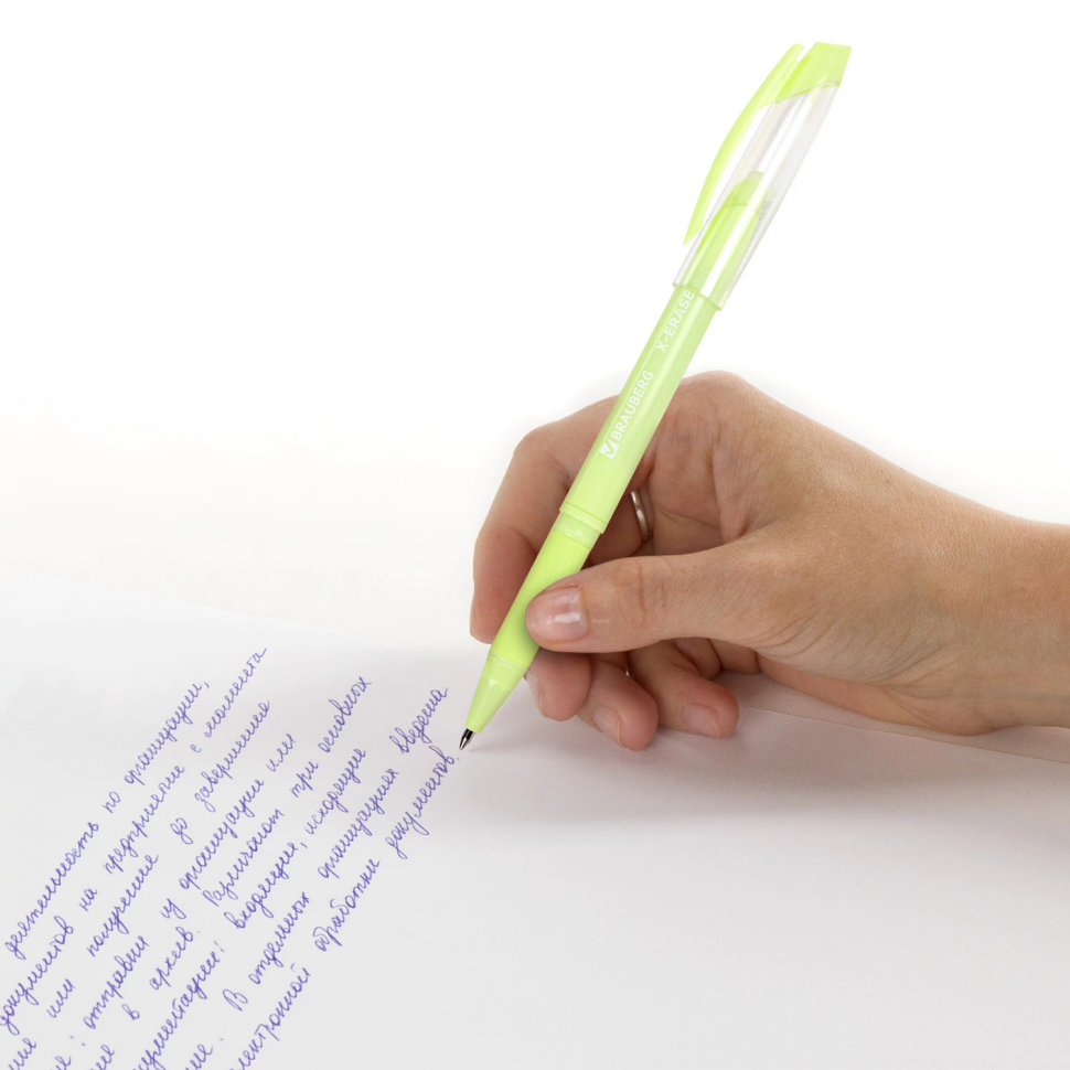 Ручка стираемая гелевая с грипом BRAUBERG X-ERASE PASTEL, пишущий узел 0,7 мм, линия 0,35 мм, цвет чернил синий, 143953